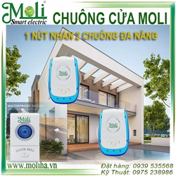 BỘ 2 CHUÔNG CỬA KHÔNG DÂY 1 NÚT BẤM